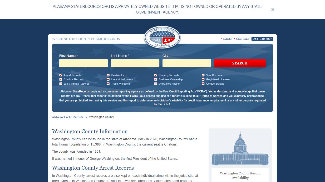 Washington County Arrest, Court, and Public Records | StateRecords.org